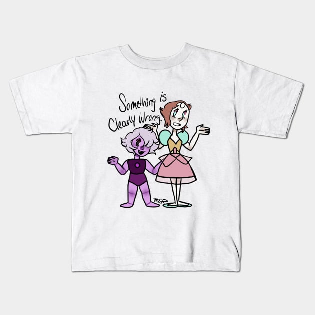 Something is Clearly Wrong Kids T-Shirt by MershadiesArt